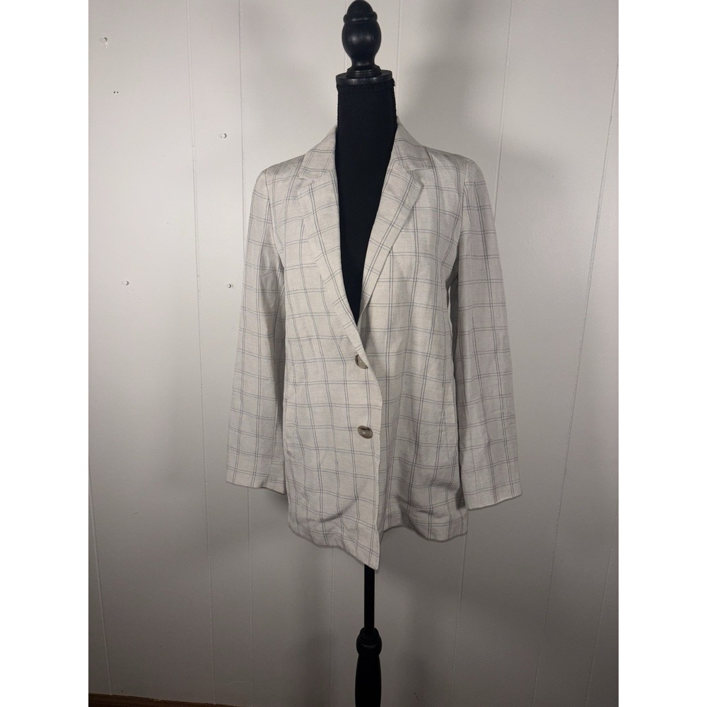 Madewell Dorset Blazer Windowpane Size S Minimalist‎ Oversized Linen